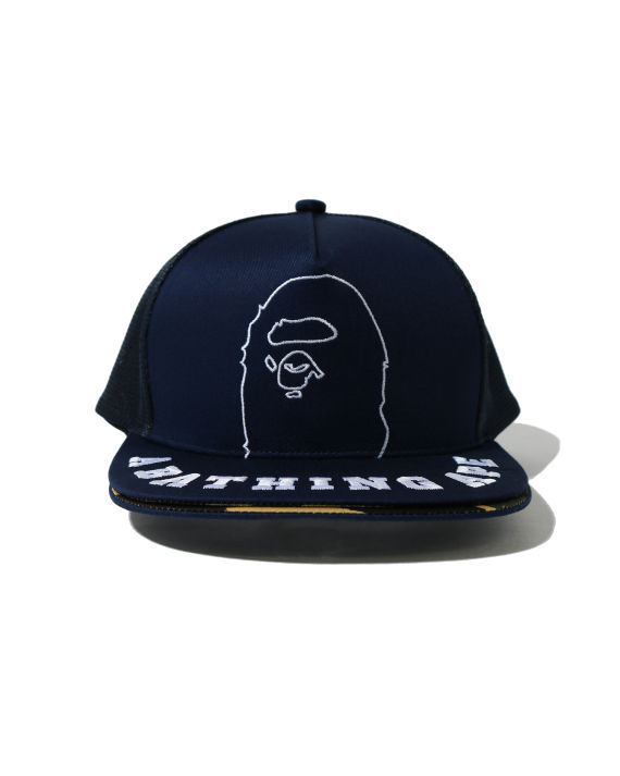 a bathing ape03 猿人头刺绣双层帽檐棒球帽