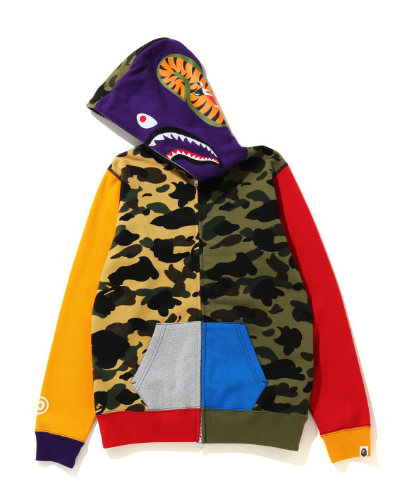 A Bathing Ape 1st Camo Crazy 鲨鱼印花拼色拉链卫衣 A Bathing Ape 1st Camo Crazy 鲨鱼印花拼色拉链卫衣
