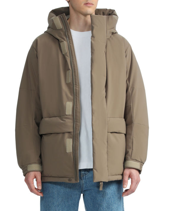 beams 饰口袋连帽羽绒服