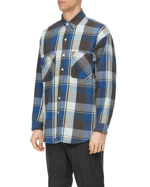 beams 饰口袋直排扣格纹衬衫