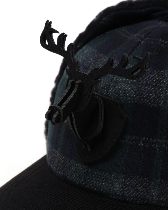 ca4la 鹿头缀饰格纹拼接棒球帽