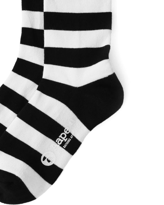 aape logo 刺绣条纹中筒袜