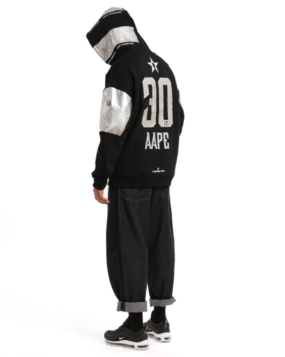 Aape 金属感印花拼色连帽卫衣