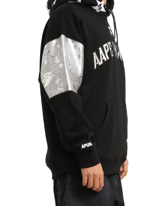 Aape 金属感印花拼色连帽卫衣