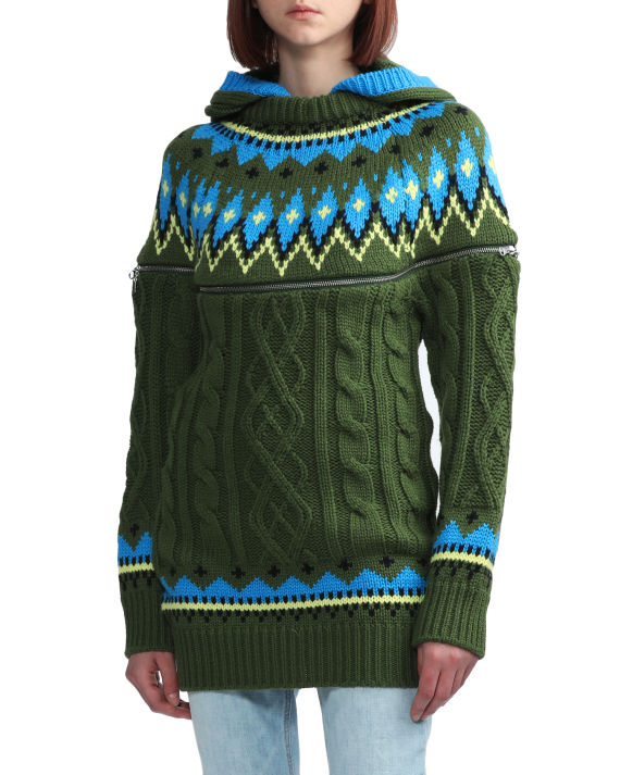 anderssonbell 费尔岛提花饰拉链针织衫