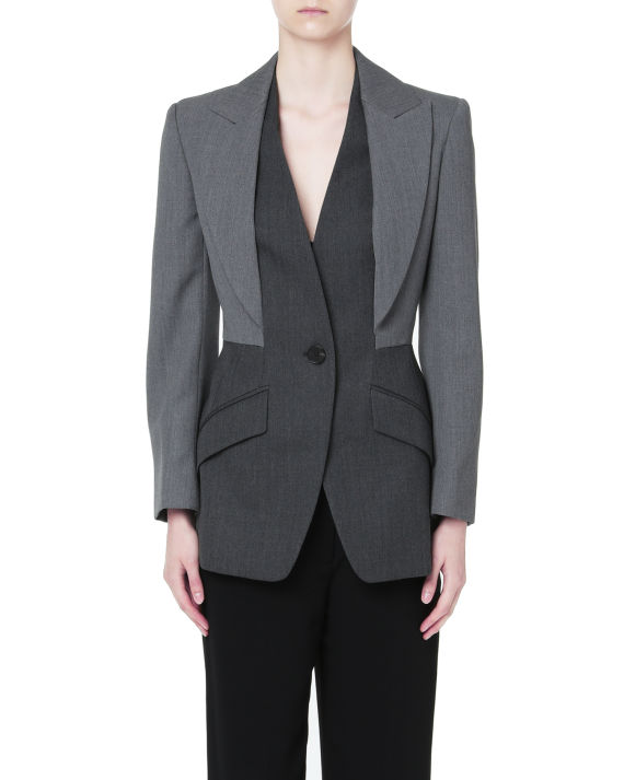 alexander mcqueen 拼接设计单粒扣西装