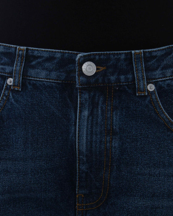 Alexander McQueen 镶边条纹直筒卷边九分牛仔裤