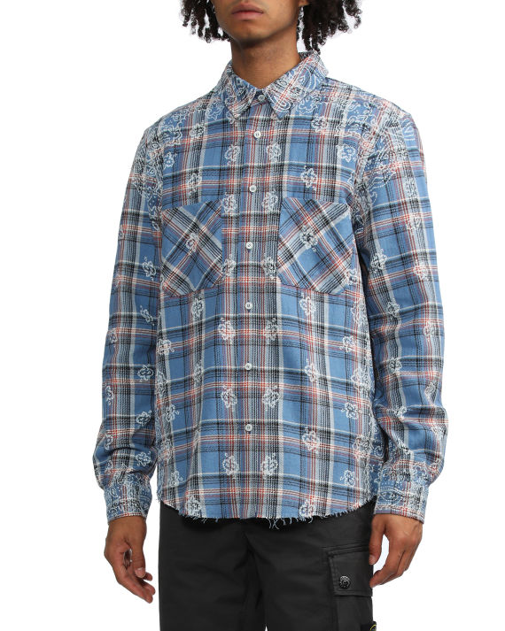 amiri 佩斯利印花格纹衬衫