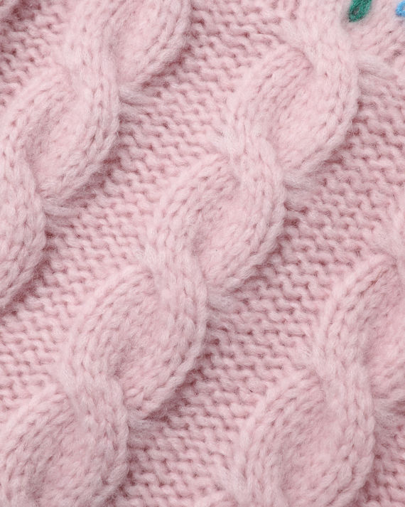 绣线饰花朵绞花针织衫