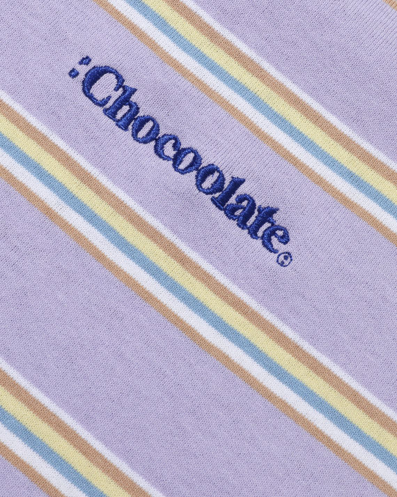 chocoolate logo 刺绣拼色条纹 t 恤