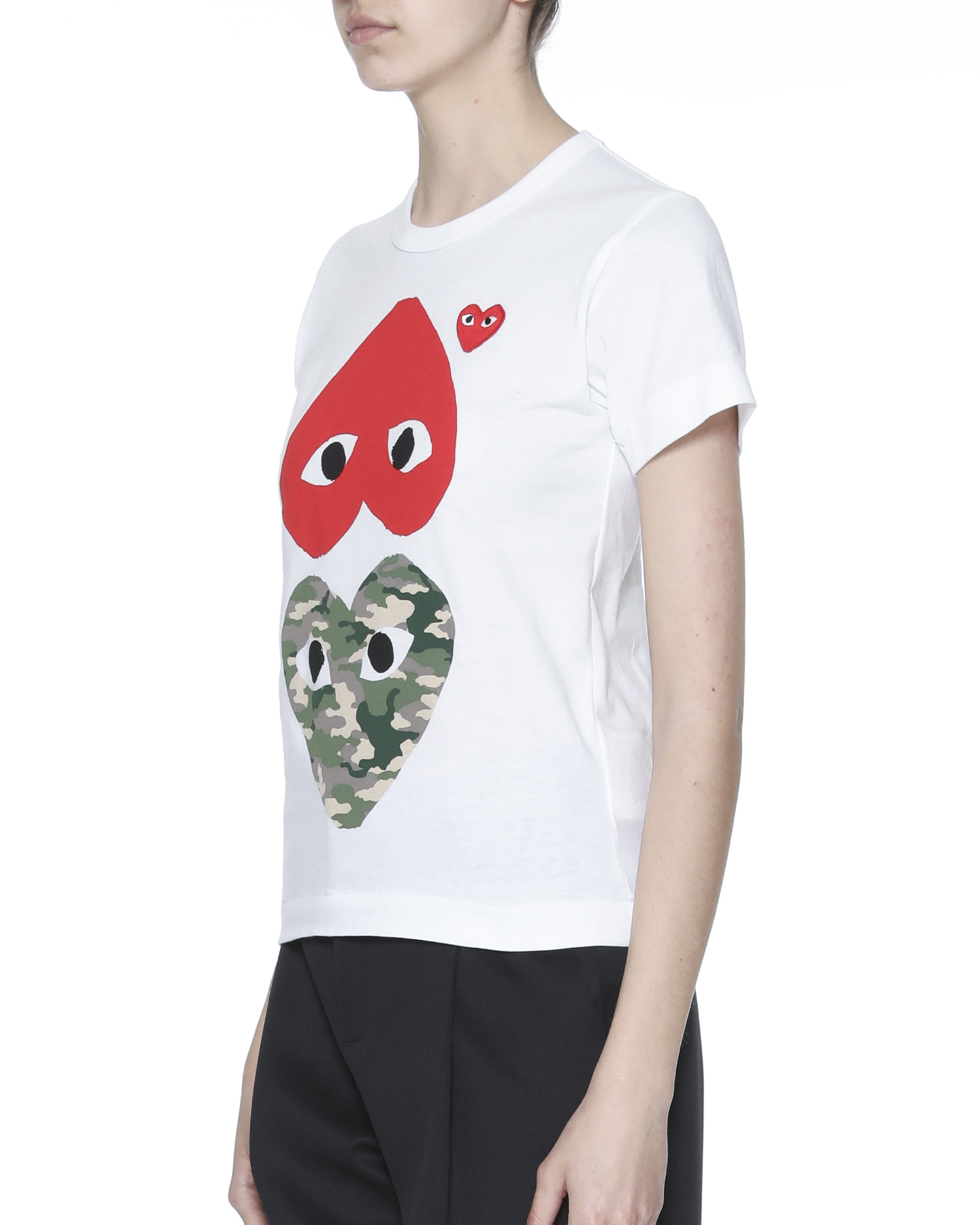 Play Comme des Garçons 迷彩爱心印花缝饰T 恤