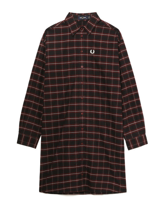 FRED PERRY Logo 刺绣格纹衬衫式连衣裙