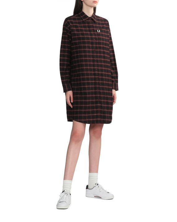 FRED PERRY Logo 刺绣格纹衬衫式连衣裙