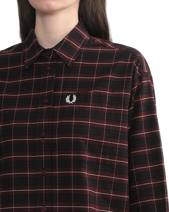 FRED PERRY Logo 刺绣格纹衬衫式连衣裙