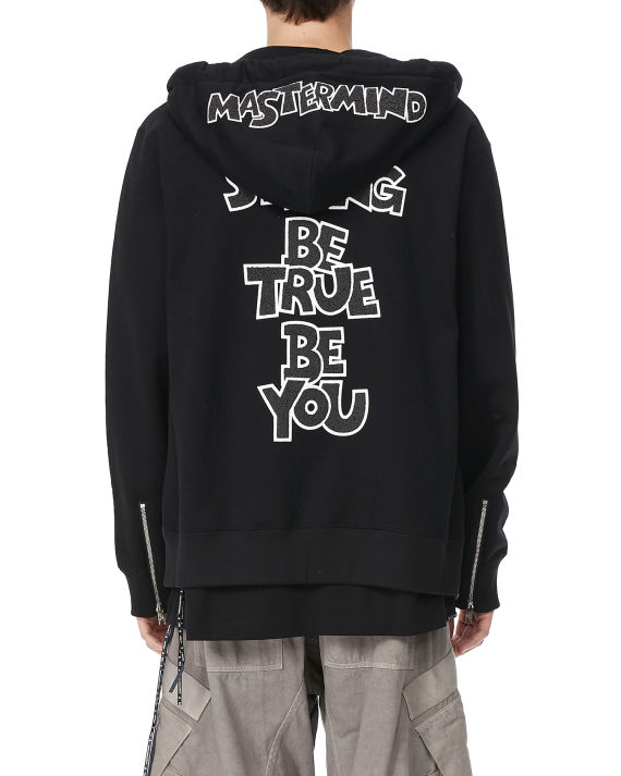 mastermind  japan 后背文字印花连帽拉链卫衣