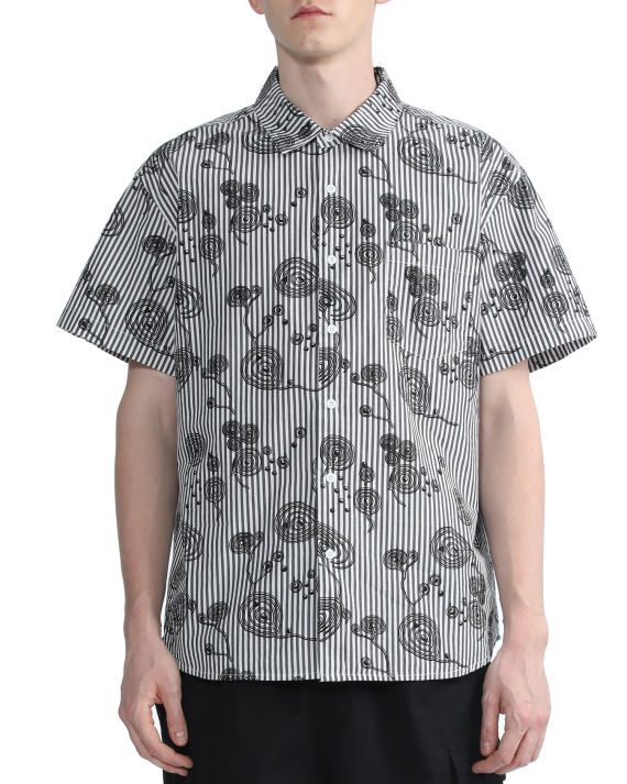 obey 满幅抽象图案印花条纹衬衫