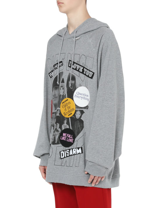 raf simons 徽章缀饰照片印花连帽卫衣