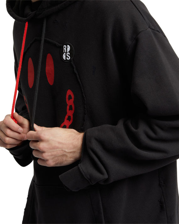 raf simons smiley 联乘系列 笑脸印花磨损细节连帽卫衣