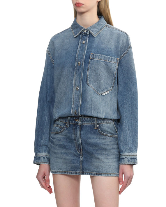 alexanderwang.t 饰口袋仿两件式牛仔连衣裙