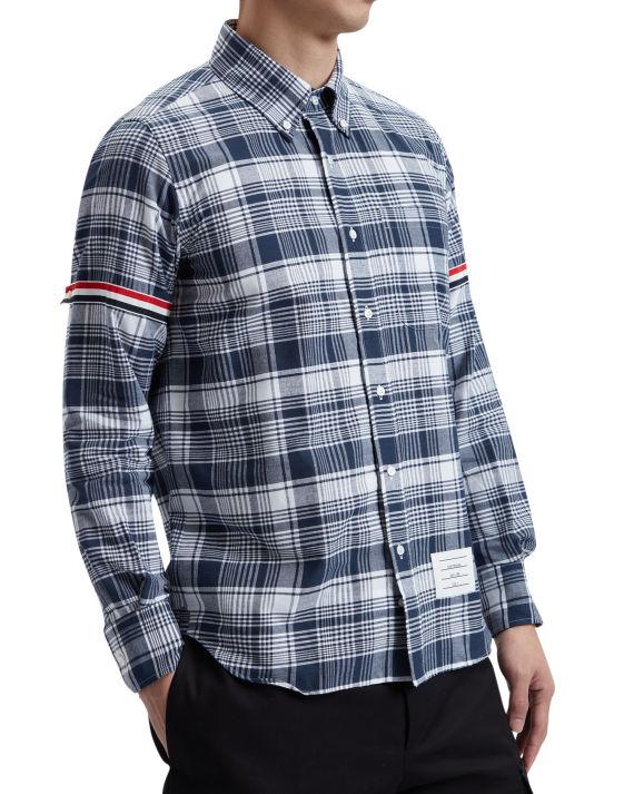 thom browne 罗缎臂环装饰格纹衬衫
