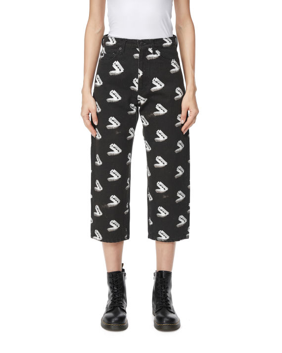 undercover 刀片印花露踝牛仔裤