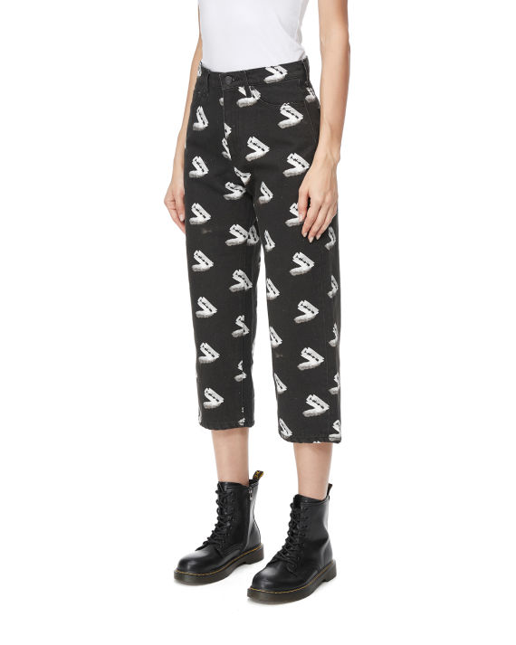 undercover 刀片印花露踝牛仔裤