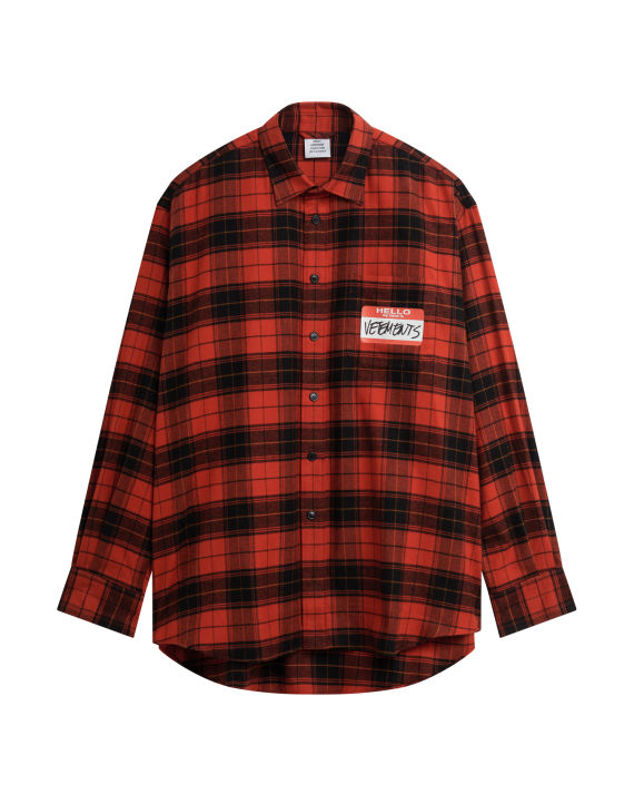 vetements 饰 logo 格纹衬衫