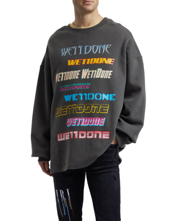 we11done 拼色 logo 印花落肩卫衣